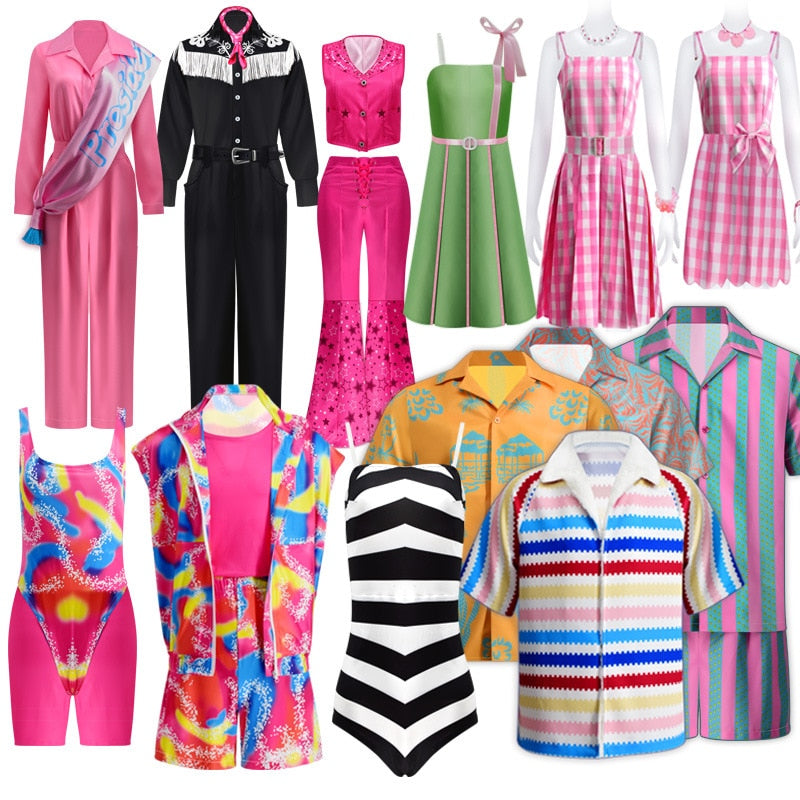 Movie Barbie Princess Cosplay Margot Robbie Barbie Ken Costume for Women Adult Halloween Carnival Party Role Play Clothes Disguise