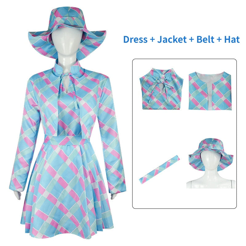 Movie Barbie Princess Cosplay Margot Robbie Barbie Ken Costume for Women Adult Halloween Carnival Party Role Play Clothes Disguise Deep Purple