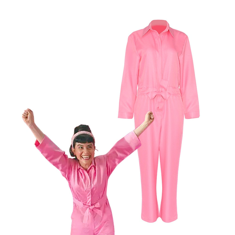 Movie Margot Robbie Barbie Costume Sexy Starry Pink Vest Top Pants Scarf Suit For Women Ladies Halloween Carnival Party Clothes C
