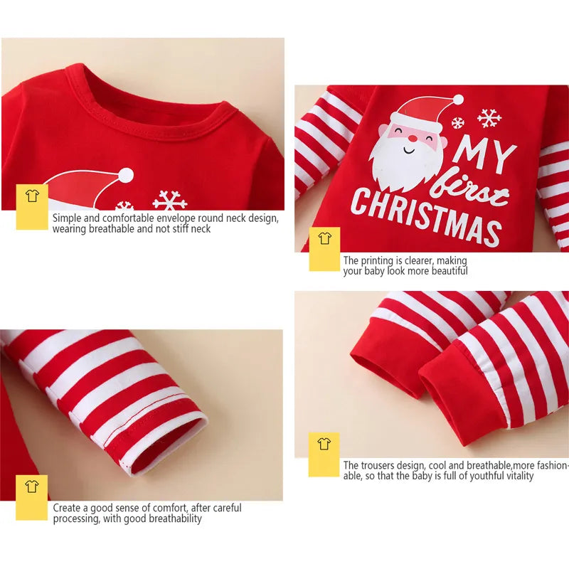 My First Christmas Baby Girl Clothes Boy Sets for Little Boys Newborn Clothing Fall Toddler Autumn Set Unisex Suits Mother Kids