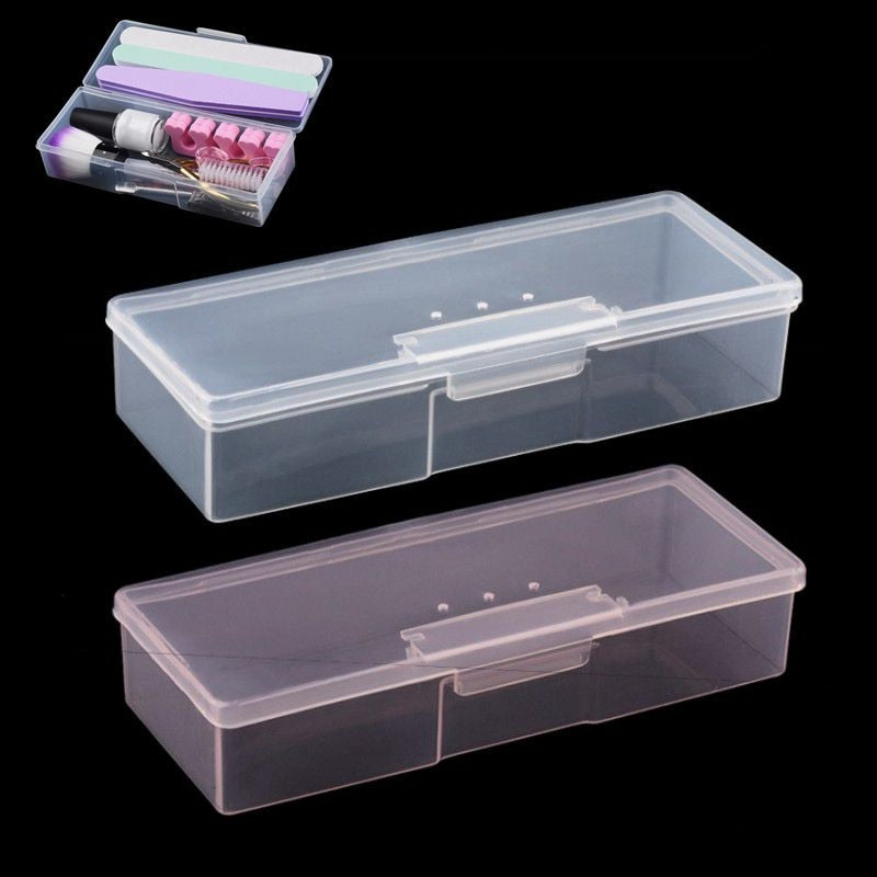 Nail Art Storage Box Nail Accessories Organizer Clear Cuboid Plastic Container Packaging Case for Nail Brush File Manicure Tools