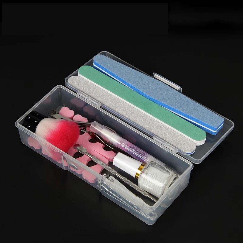 Nail Art Storage Box Nail Accessories Organizer Clear Cuboid Plastic Container Packaging Case for Nail Brush File Manicure Tools