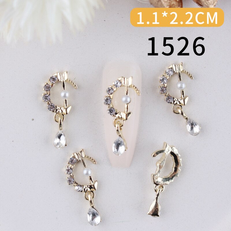 Nail Charms Pearl Decoration For Press On Fake Nail Accessories Pendant Super Sparkling Zircon Nail Parts Manicure Professionals 1526