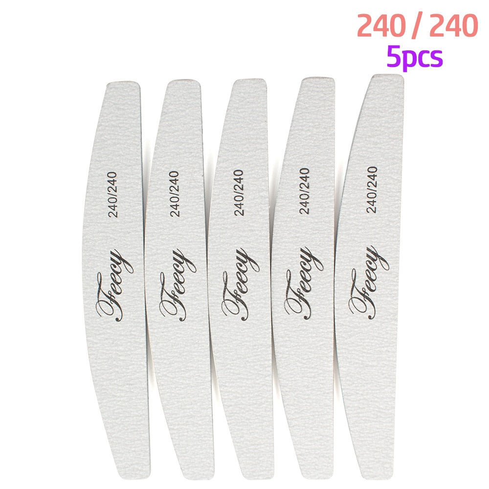 Nail File Buffer Double Side Of The Nail File Buffer 100/180 Trimmer Lime Buffer In The Nail Art Ongle Nail Art Tool 240Grit 5pcs