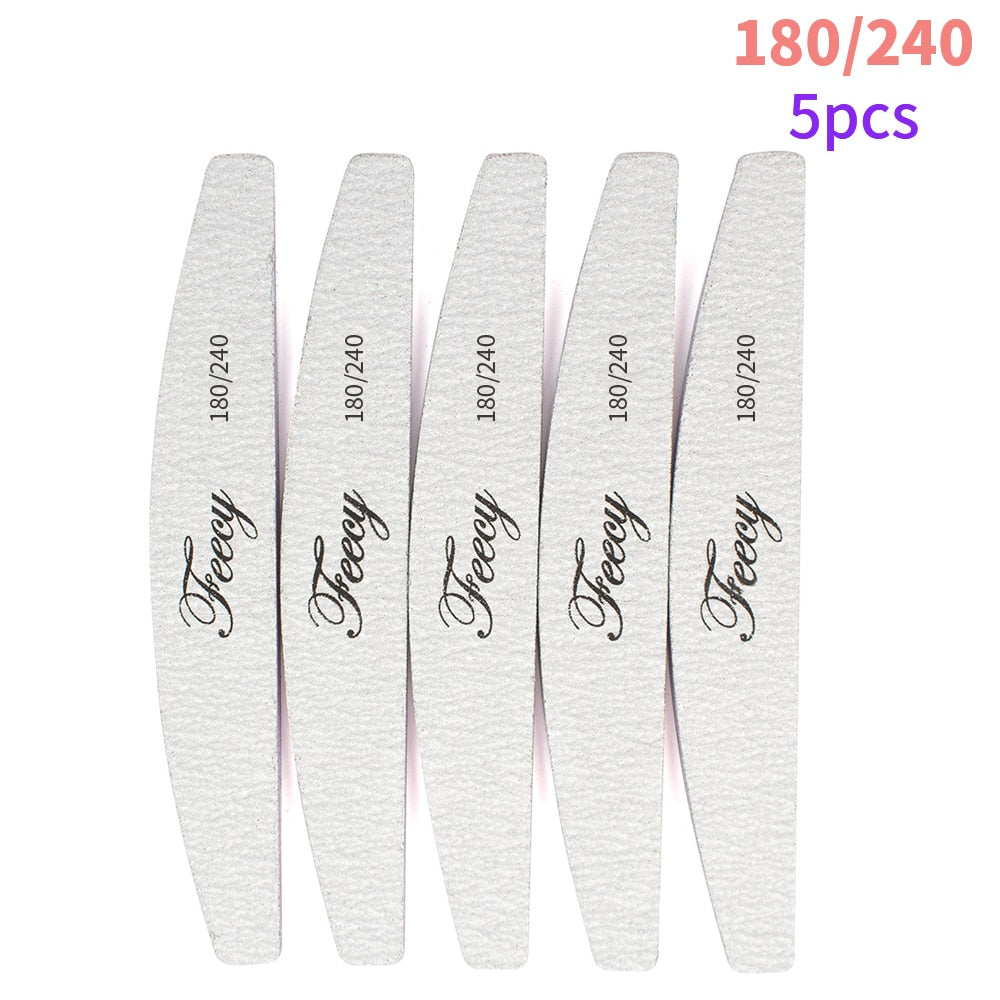 Nail File Buffer Double Side Of The Nail File Buffer 100/180 Trimmer Lime Buffer In The Nail Art Ongle Nail Art Tool 180 240 5pcs