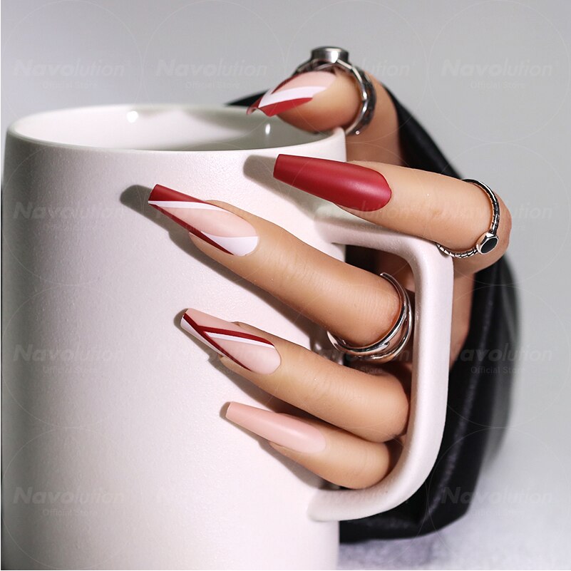 Navolution 24Pcs/Set DIY Manicure Wearable Fake Nails press on Detachable Finished Fingernails Ballet Square Head Almond Short 29