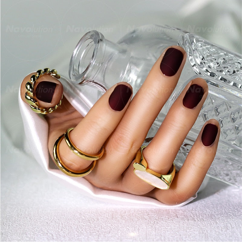 Navolution 24Pcs/Set DIY Manicure Wearable Fake Nails press on Detachable Finished Fingernails Ballet Square Head Almond Short 8