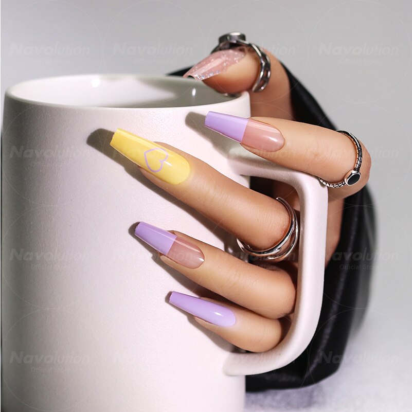 Navolution 24Pcs/Set DIY Manicure Wearable Fake Nails press on Detachable Finished Fingernails Ballet Square Head Almond Short 16