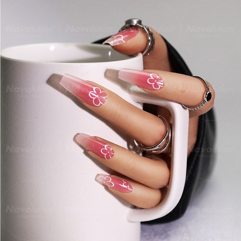 Navolution 24Pcs/Set DIY Manicure Wearable Fake Nails press on Detachable Finished Fingernails Ballet Square Head Almond Short 30