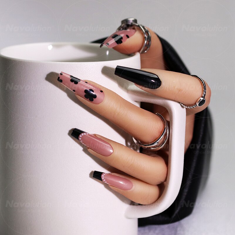 Navolution 24Pcs/Set DIY Manicure Wearable Fake Nails press on Detachable Finished Fingernails Ballet Square Head Almond Short 29