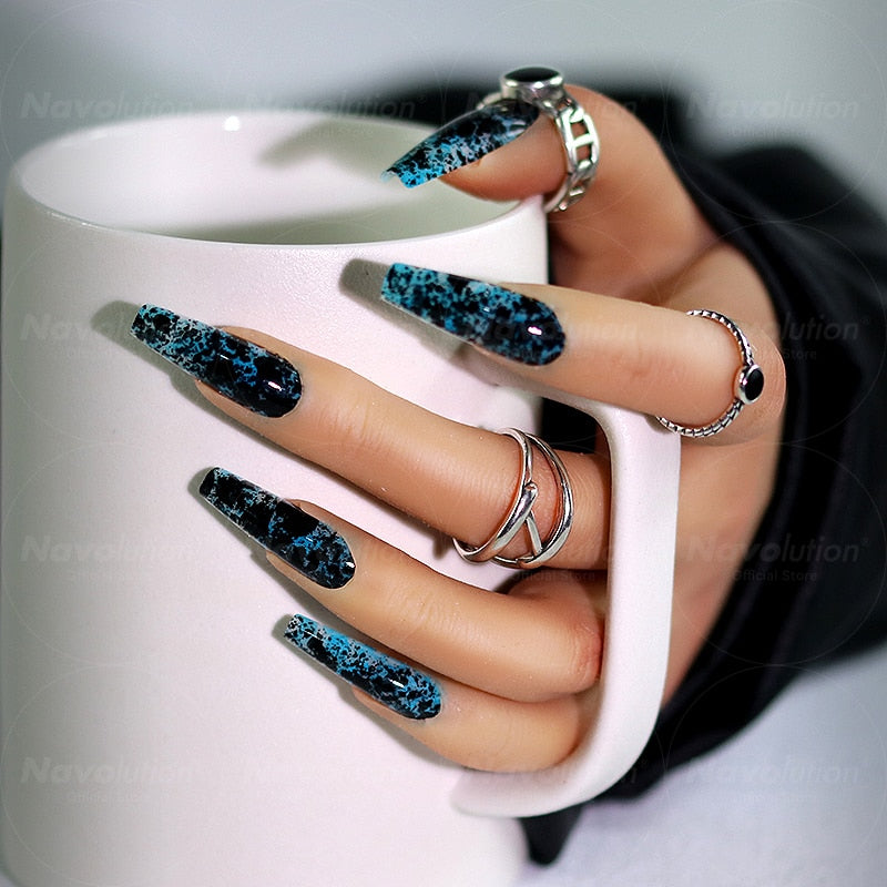 Navolution 24Pcs/Set DIY Manicure Wearable Fake Nails press on Detachable Finished Fingernails Ballet Square Head Almond Short