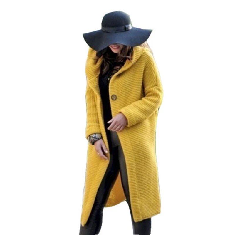 Cardigan in Autumn and Winter Women'sloose Long Sleeve Sweater Solid Color Knitted Long Thickened Top