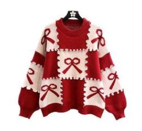 New Casual Women's Tracksuit 3 Piece Set Loose Knit Pullover Sweater + Cargo Pants Sets with Belt + Down Cotton Vest Suit Y2k Red Sweater Only