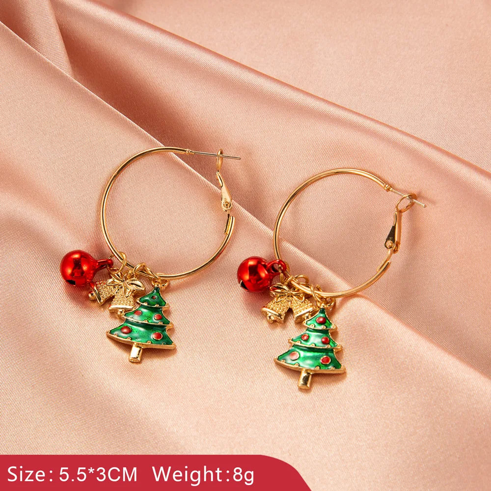 New Christmas Snowman Bells Dangle Earrings For Women Girl Creative Elk Snowflake Tree Earring Christmas Party 2021 Jewelry Gift 2405