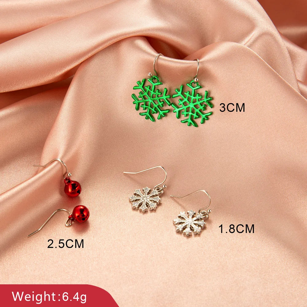 New Christmas Snowman Bells Dangle Earrings For Women Girl Creative Elk Snowflake Tree Earring Christmas Party 2021 Jewelry Gift 3pair 9852