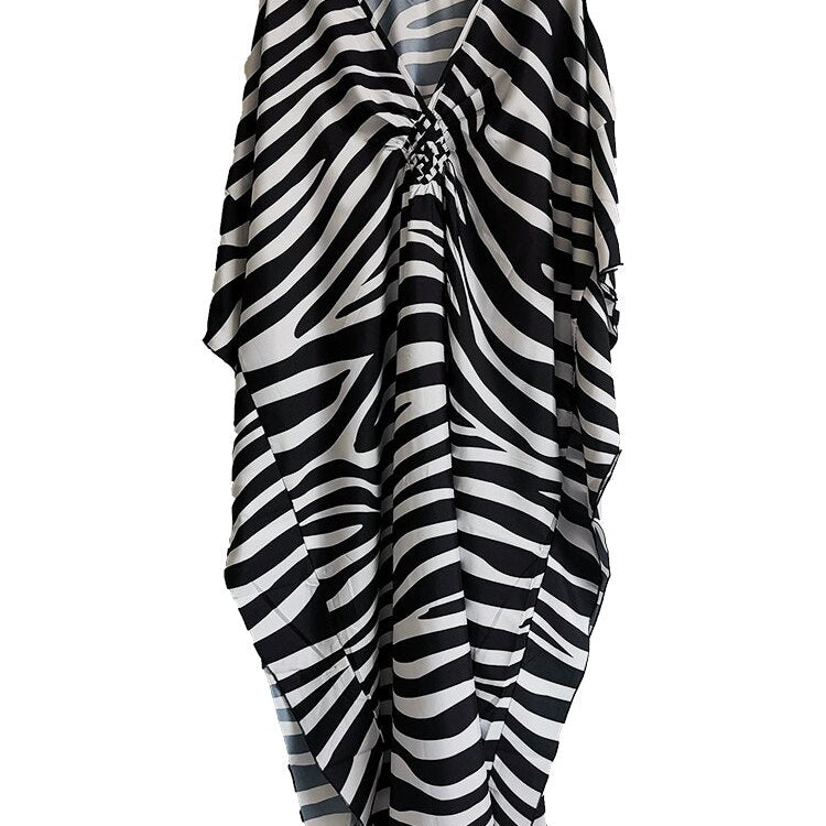 New Cover-up Over size Print Bohemian Maxi Dress Summer Swimsuit Cover Up Color-11Polyester One Size