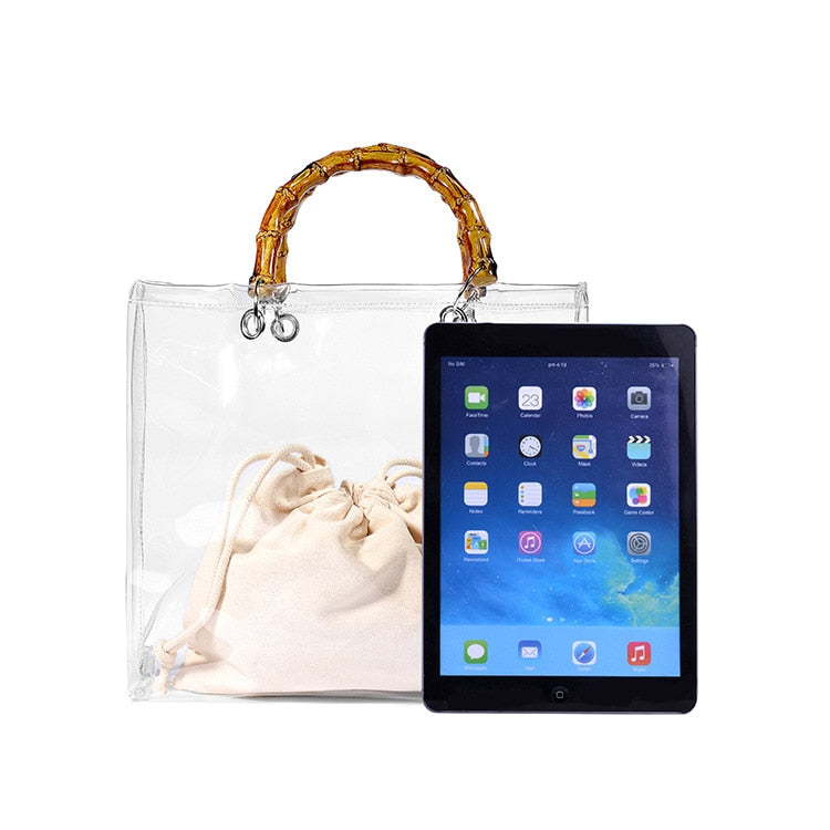 New Diy Barbie Handbag Fashion Women All-Match Jelly Transparent Pvc Tote Bags High Capacity Ladies Organizer Cosmetic Bag Gifts