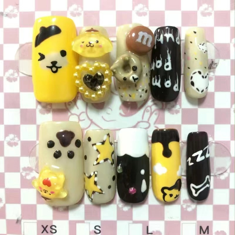 New Diy Hello Kitty Spice Girls Y2k Punk Finished Customized Sparkling Diamond Handmade Press on Nail Tips Detachable Manicure