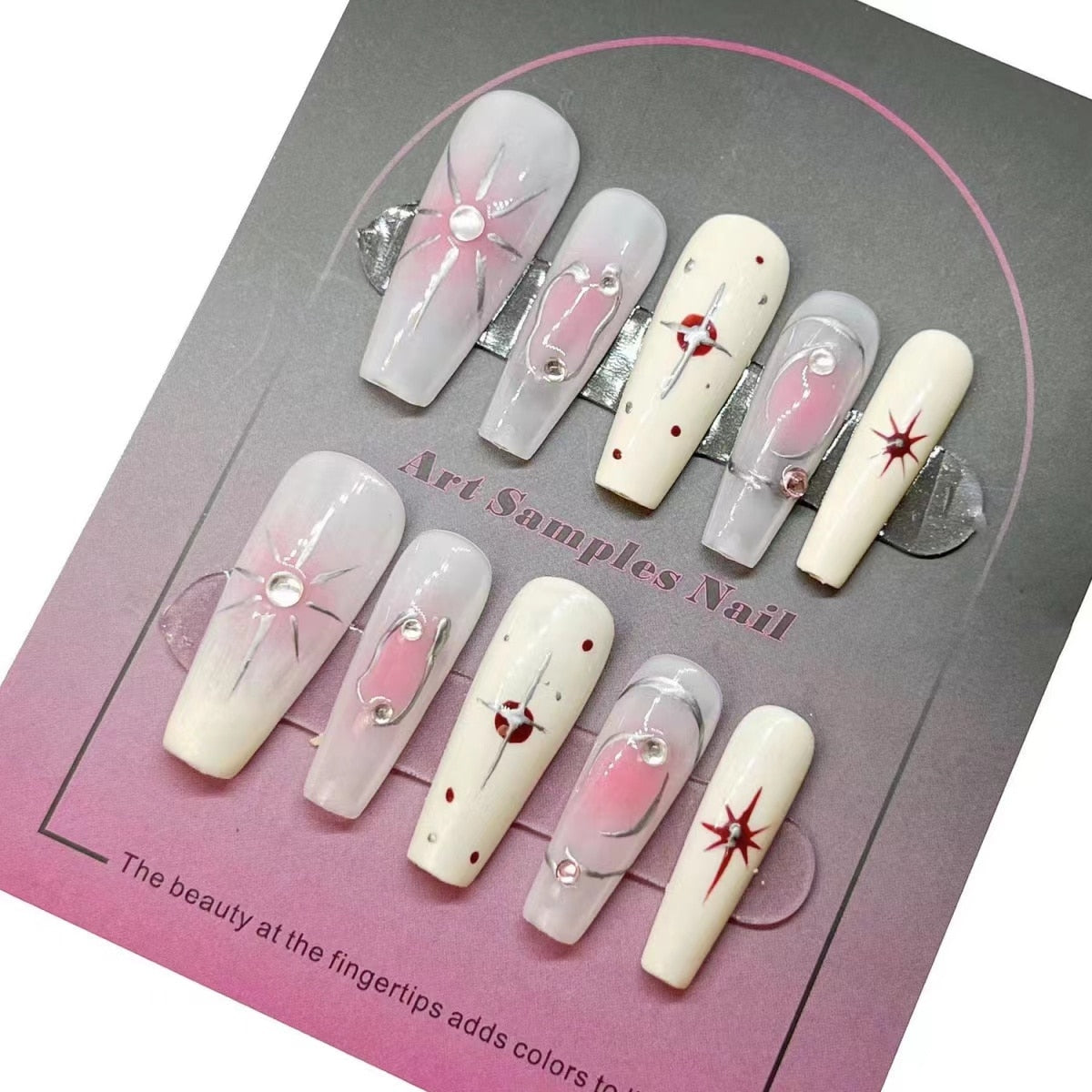 New Diy Hello Kitty Spice Girls Y2k Punk Finished Customized Sparkling Diamond Handmade Press on Nail Tips Detachable Manicure W