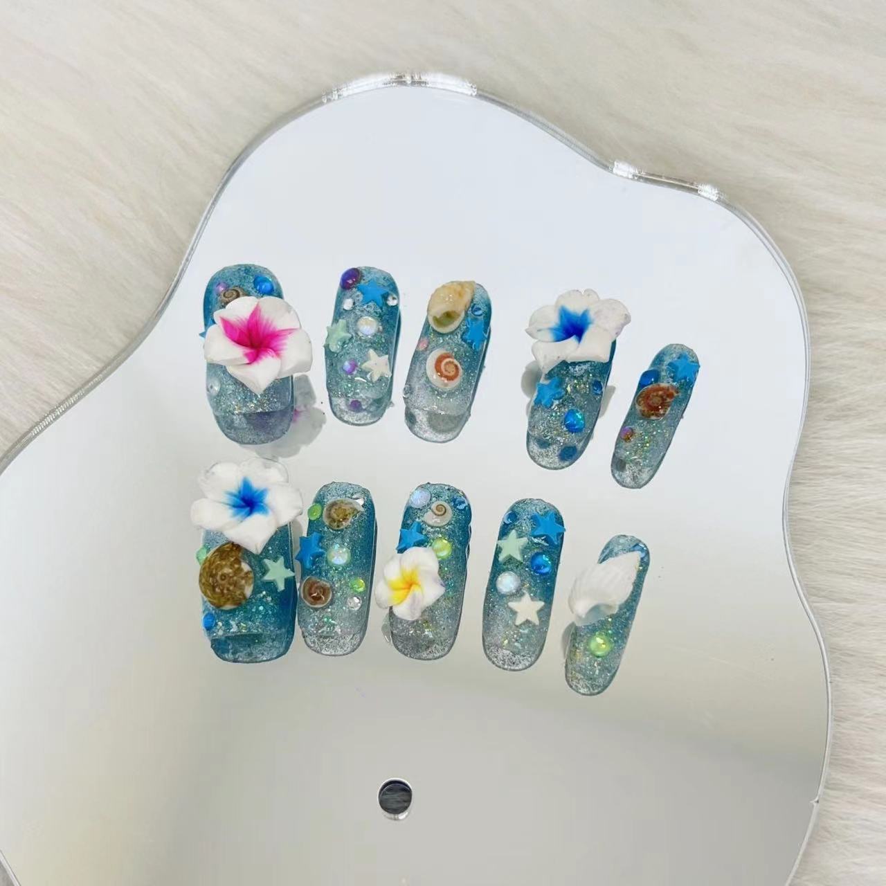 New Diy Hello Kitty Spice Girls Y2k Punk Finished Customized Sparkling Diamond Handmade Press on Nail Tips Detachable Manicure O