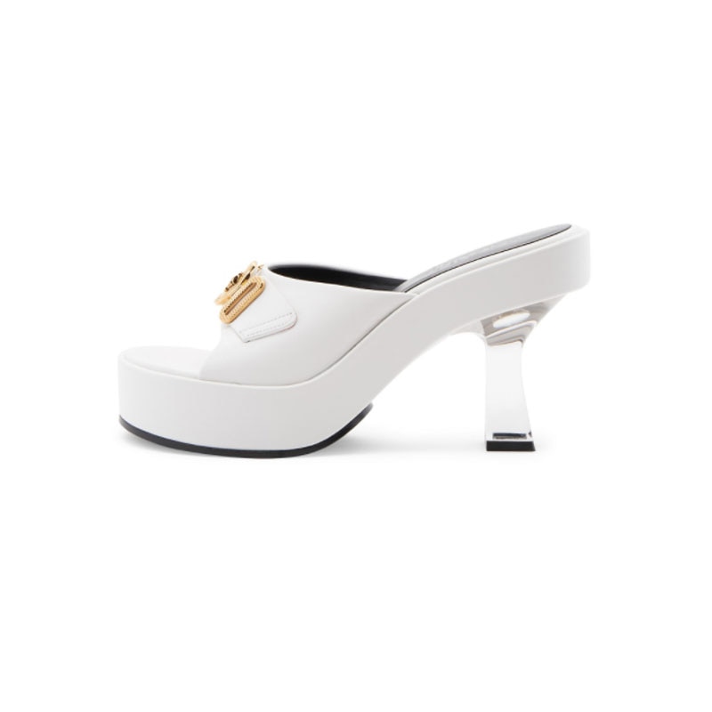 New European and American High-heeled Slippers with Thick Soles In The Summer of 2024 Fashion Metal Belt Buckle Show Sandals