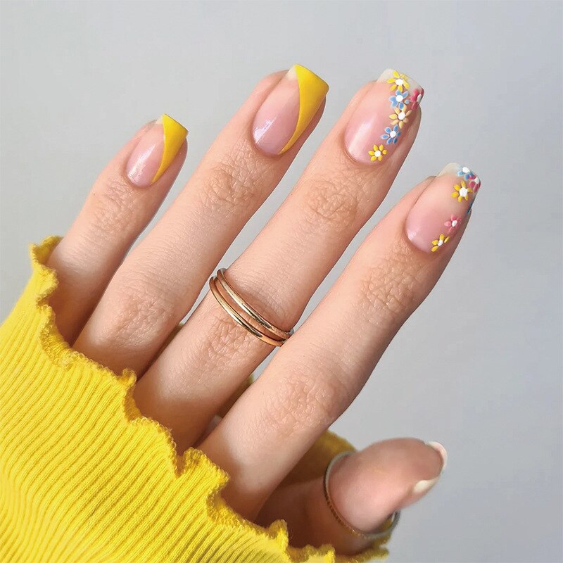 New Fake Nails Art Gel Tips Full Cover 24pcs Pink Shiny Shards With Press Glue Design Clear Short Ballet False Nails Press On LT817 1