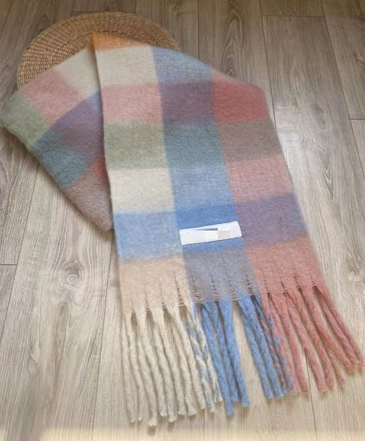 New Scarf Autumn and Winter Multicolor Thickened Plaid Scarf The Same Length Warm Shawl For Men and Women Scarves 38