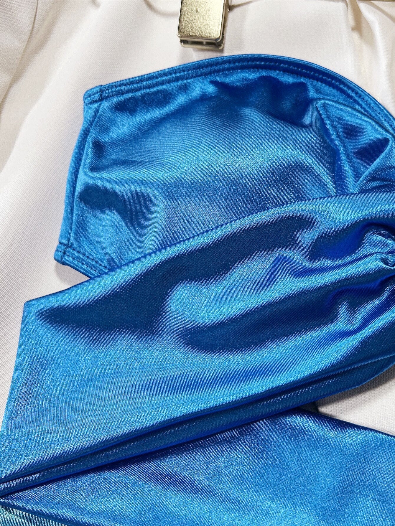 New Sexy Bikini Bandeau Block Color Swimwear - Swimsuit Bikinis Set Bathing Suit Bikini Female Push Up Metal Ring Decor