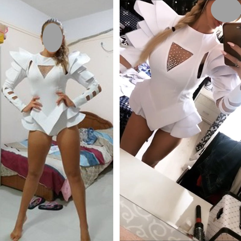 New Stage Costumes Women Nightclub Rhinestone Jumpsuit GOGO Dance Bodysuit DJ Leading Dance Rave Clothes Singer Stage Wear BL20