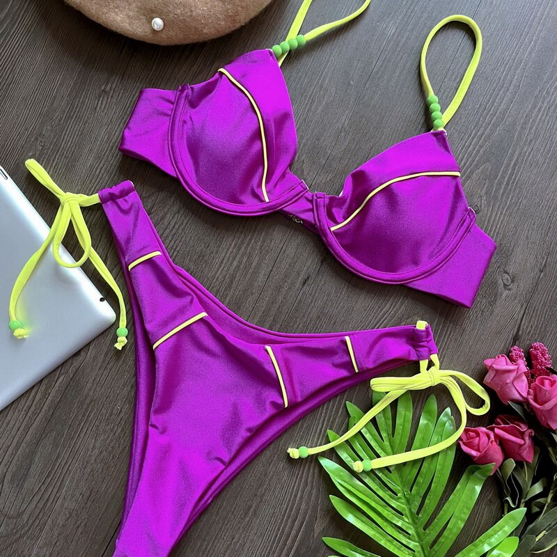 New Summer Pendant Micro Push Up Bikini - Halter Bathing Suit Mini Brazilian Swimsuit NB08