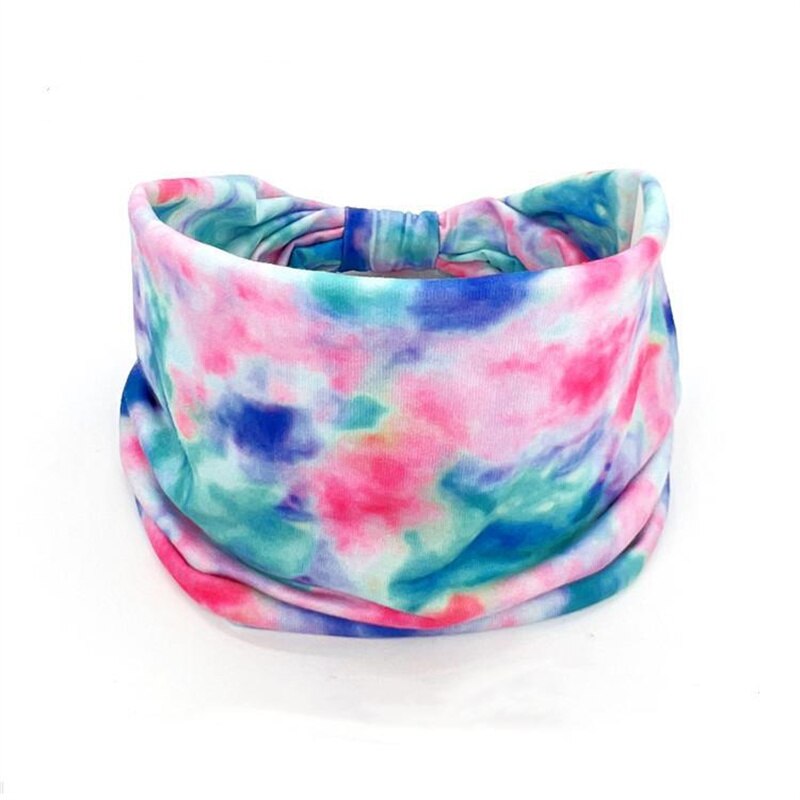 New Tie Dye Turban Sport Hair Sweatband for Women Men Colourful Knot Stretchy Wide Headbands Yoga Bandana Hairbands Bandages 01