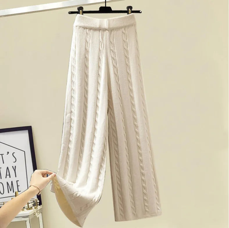 New Winter Women's Tracksuit Monster Letter Printed Knitted Pullover Sweater + Lamb Wool Vest +Casual Pants Suit 3 Piece Set