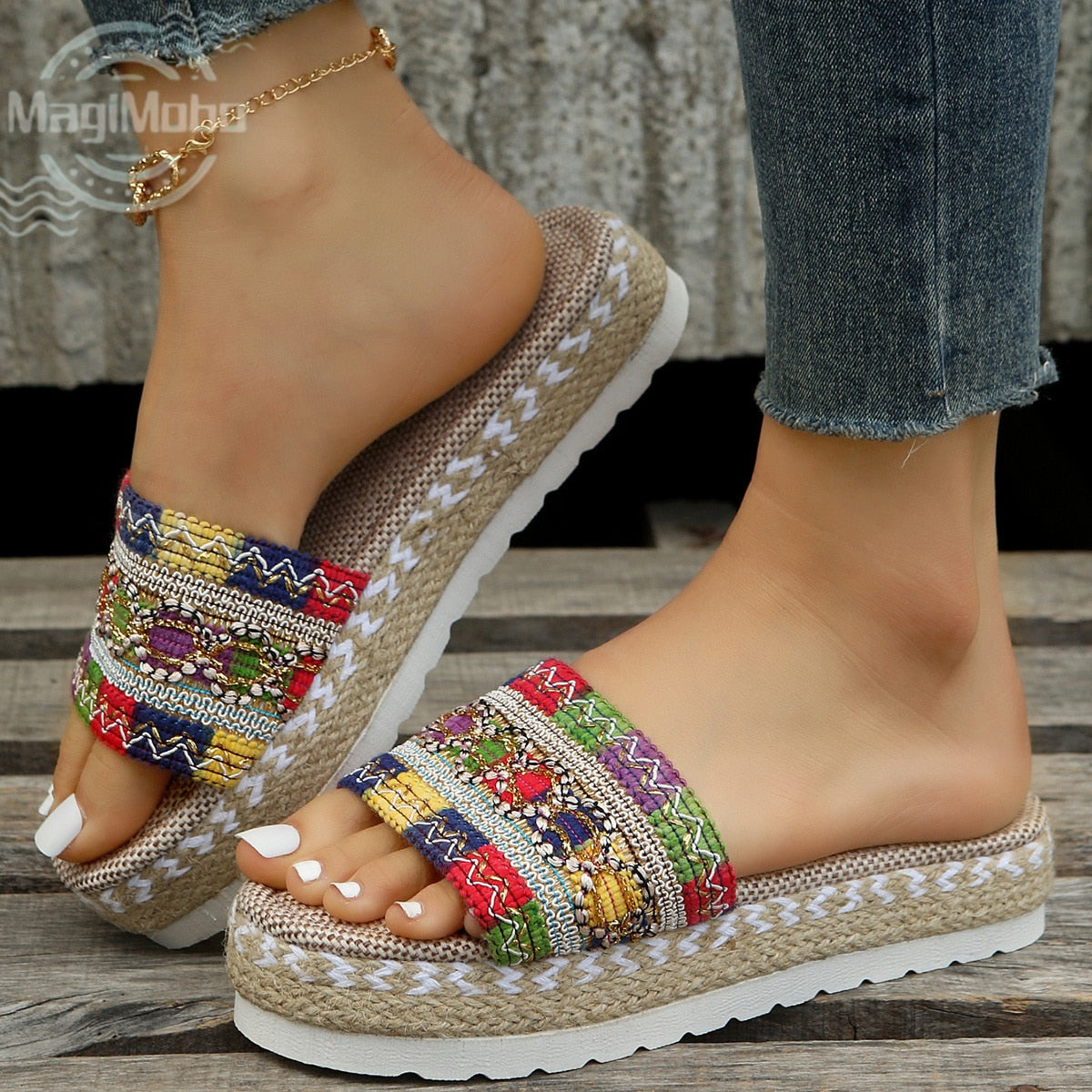 New Women Sandals Summer 2024 Casual Size 35-43 Women Slippers Wedges Fashion Platform Multi-Colors Female Beach Ladies Shoes