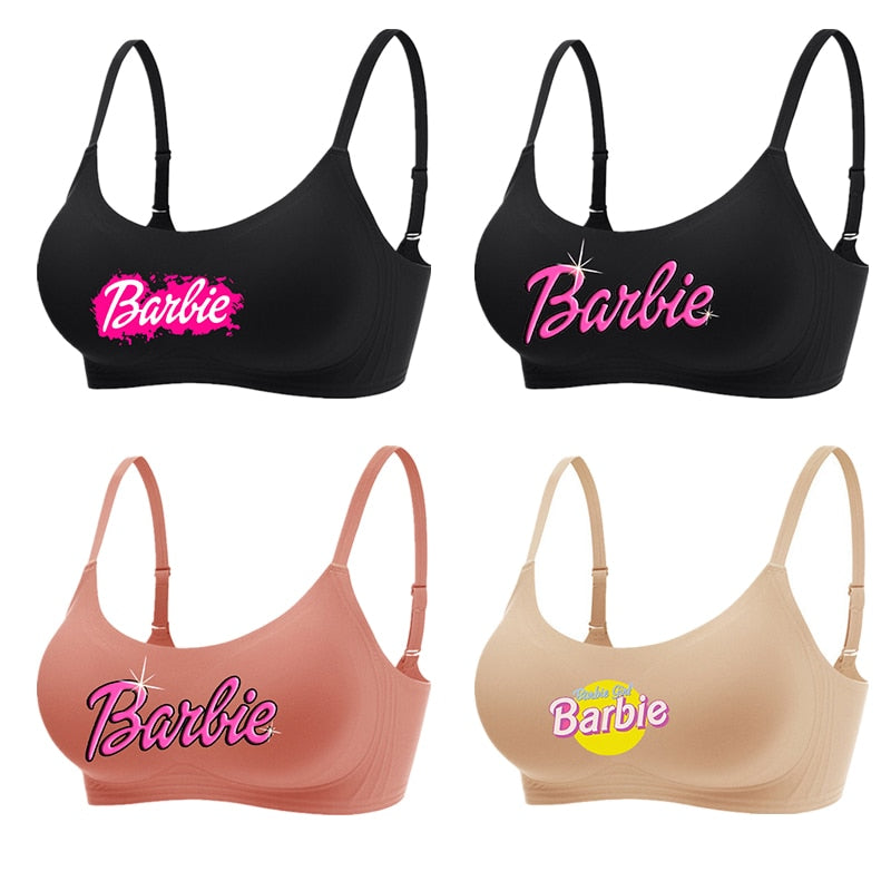New Women Summer Barbie Underwear Kawaii Girls Push Up No Steel Ring Seamless Bra Vest Anime Soft Intimates Short Tube Tops Gift