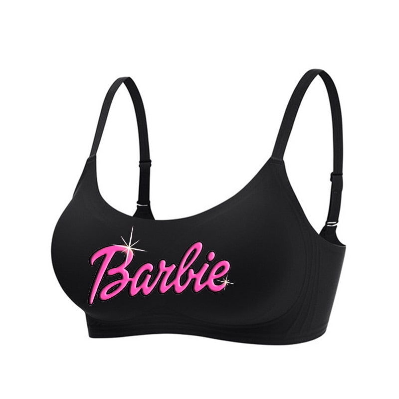 New Women Summer Barbie Underwear Kawaii Girls Push Up No Steel Ring Seamless Bra Vest Anime Soft Intimates Short Tube Tops Gift F