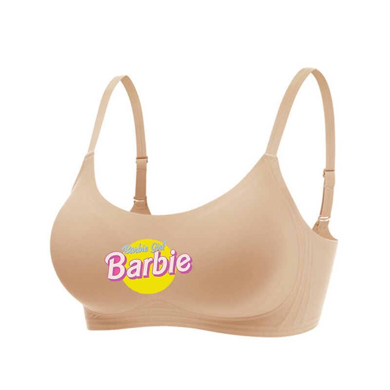 New Women Summer Barbie Underwear Kawaii Girls Push Up No Steel Ring Seamless Bra Vest Anime Soft Intimates Short Tube Tops Gift L