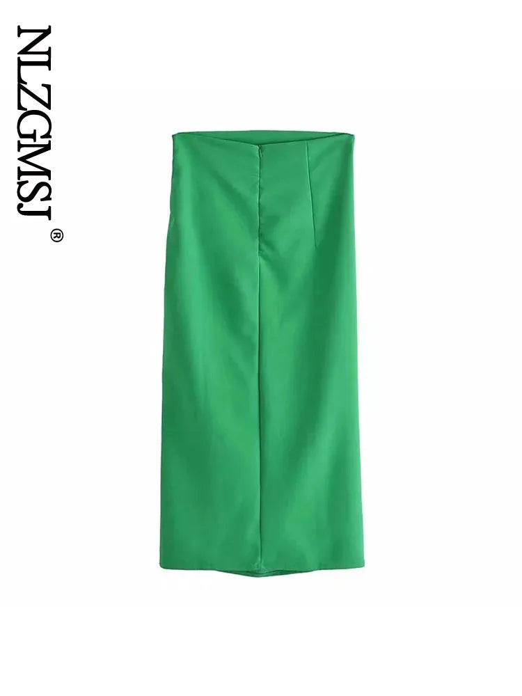 Nlzgmsj ZBZA Skirts Womens 2024 Two Piece Set Linen Blend Cropped Women Shirt Draped Skirt Autumn Fashion Casual Dress Sets