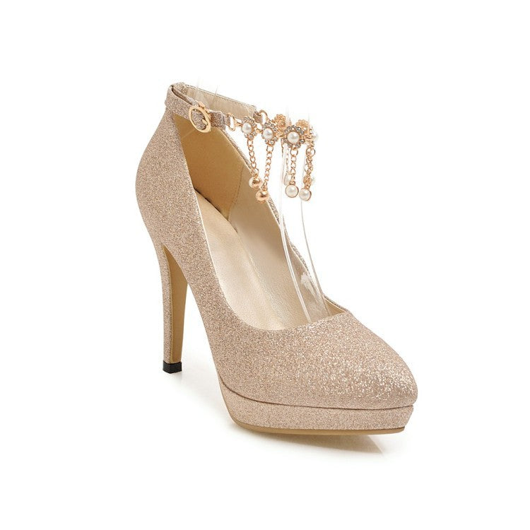 Women's Stylish Platform High Heels Gold