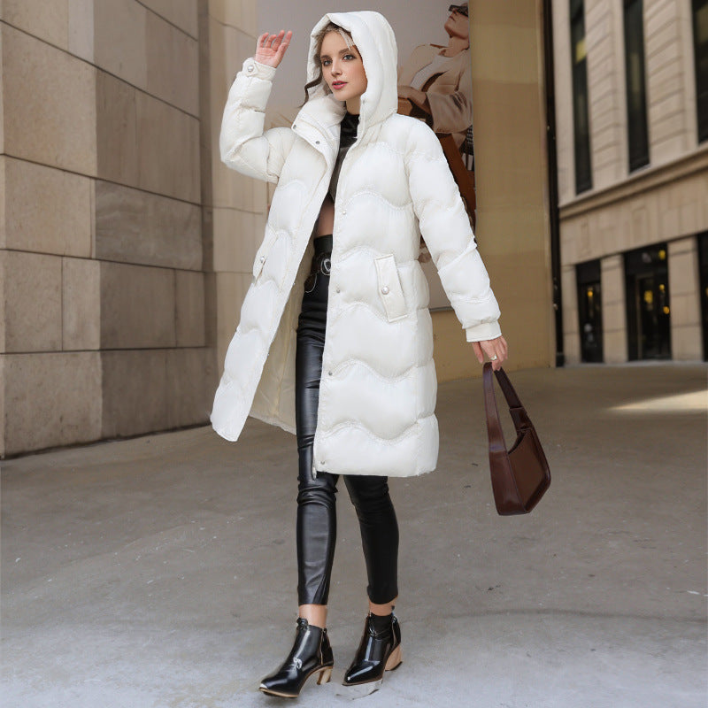 Women's Mid-length Winter Down Cotton Jacket White