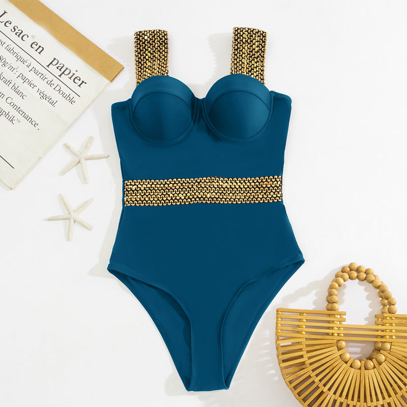 One-piece Swimsuit Sexy Bikini Women's Swimming Suit Dark Blue