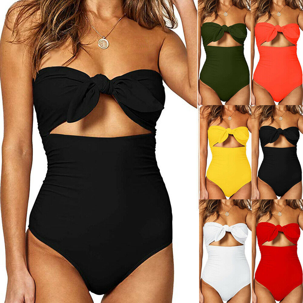One-piece swimsuit women's solid color