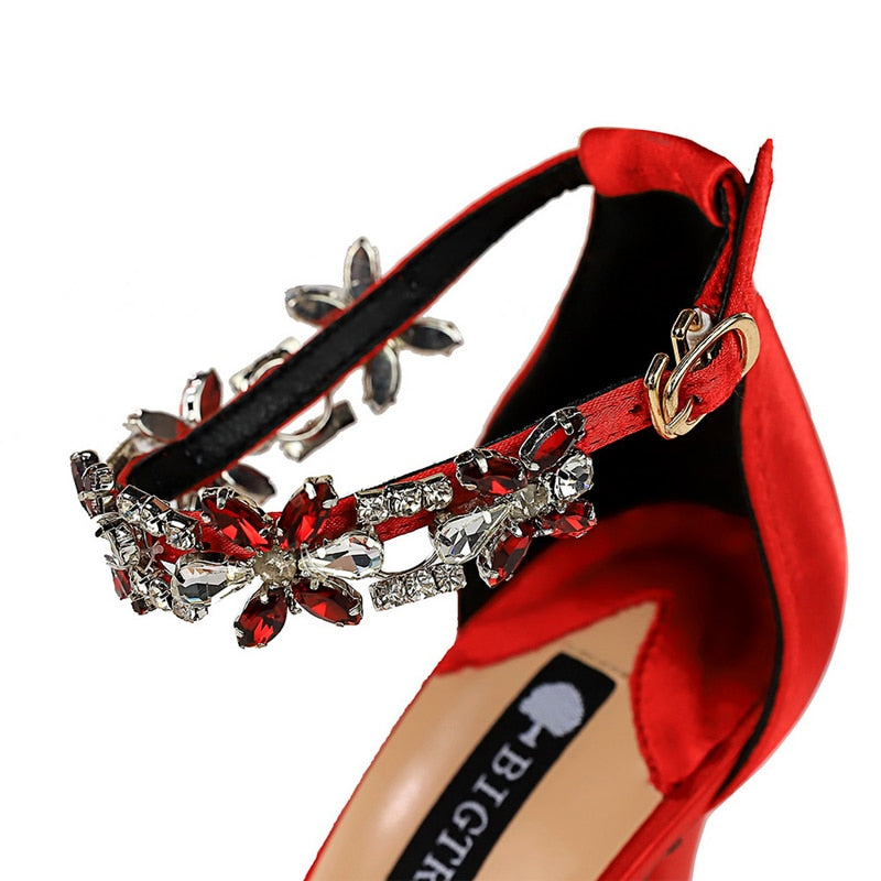 Open Toe Rhinestones Sandals Women 2024 - Sexy High Heels Sandals Female Shoes Summer Heeled Sandals