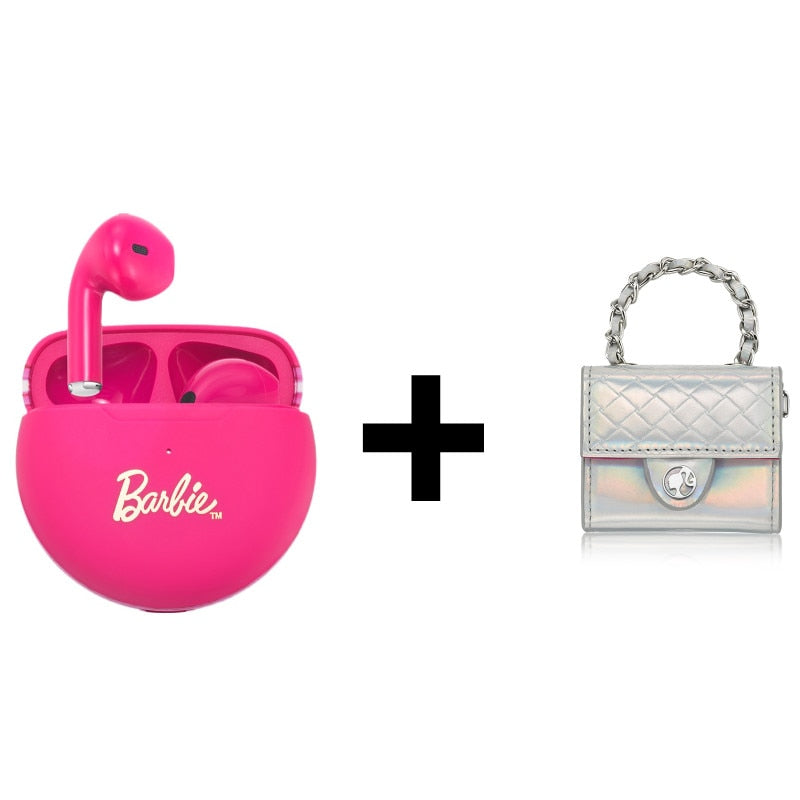 Original Barbie Wireless Bluetooth Headset Kawaii Portable Girls Macaron Mini Headphone Handbag Phone Accessories Gifts Toys A