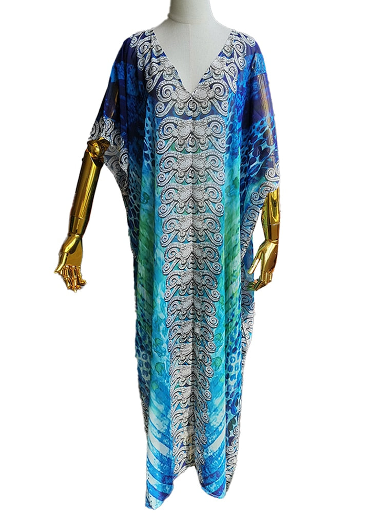 Over Size Bohemian Dress Women Summer Beachwear Robe Plage 2024 Swimsuit Cover Up Tunic For Beach Pareos Long Maxi Dress Sarong