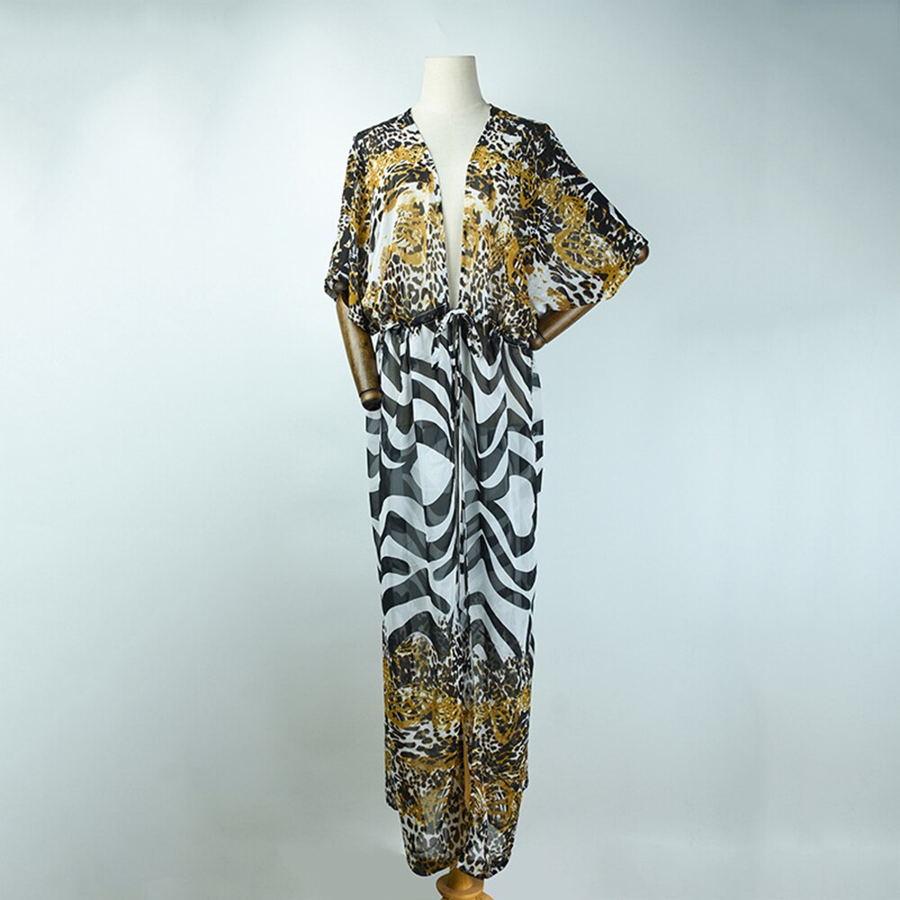 Pareo Beach Cover Up Sexy Leopard Beach Dresses Chiffon Cardigan Dress Robe Summer Cover Ups Dress