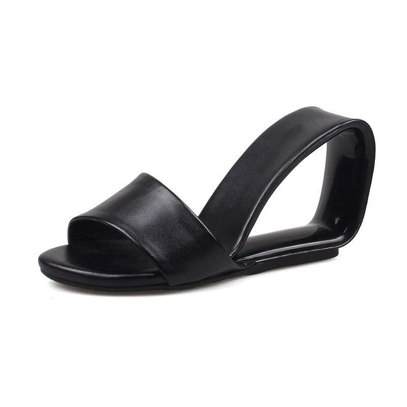 Phoentin 2024 Summer Designer Hollow Heel Slipper Sexy Women Sandals Wedge Shoes Woman Casual Beach Slides footwear FT1581 black