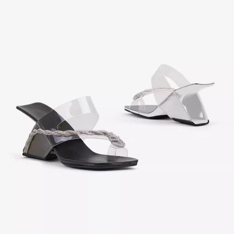 Phoentin Designer flip-flops rhinestone slippers women's summer PVC transparent clear wedge heel sandals Fashion Shoes FT2704 AMAIO
