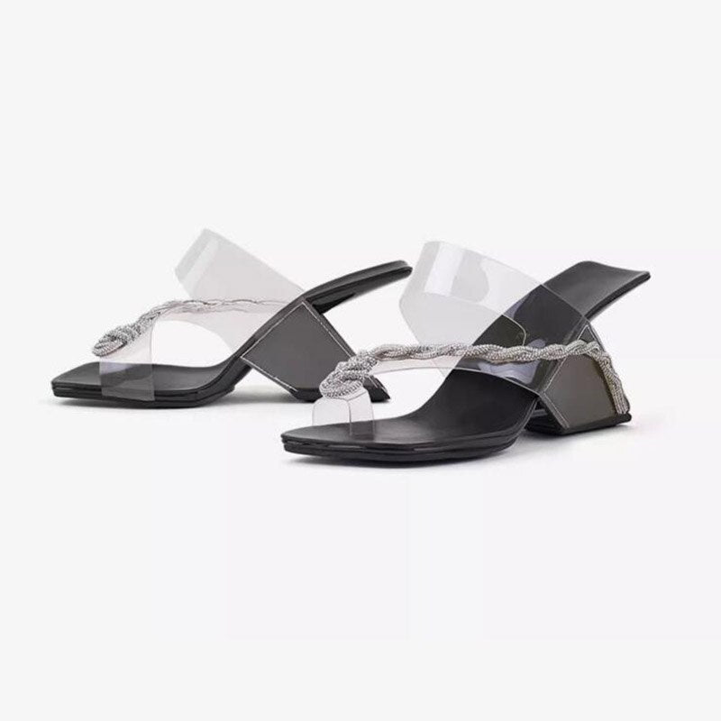 Phoentin Designer flip-flops rhinestone slippers women's summer PVC transparent clear wedge heel sandals Fashion Shoes FT2704 AMAIO