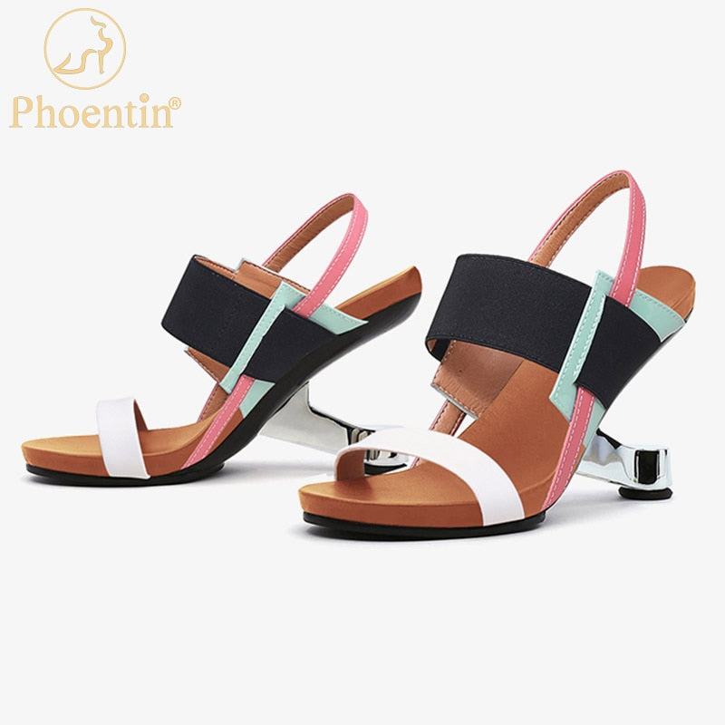 Phoentin New Fashion Modern sandals for woman strange high Heels Gladiator roman shoes Summer Women patchwork Sandals FT2535 color A