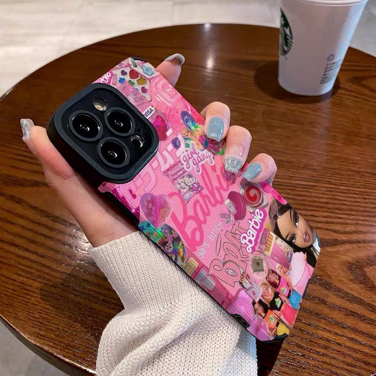 Pink Barbie Iphone 13Promax Case Y2K Girls Smartphone Shell 1214Pro Protective Holer Xr Xs Female Soft Cell Cover Accessory Gift